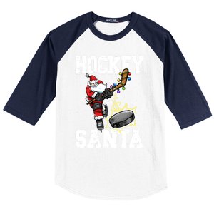 Hockey 812 Santa Hockey Player Christmas Cool Gift Baseball Sleeve Shirt