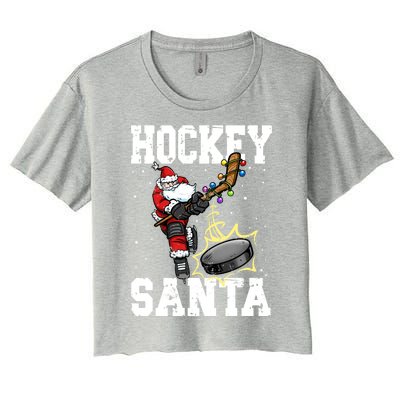 Hockey 812 Santa Hockey Player Christmas Cool Gift Women's Crop Top Tee