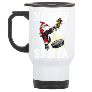 Hockey 812 Santa Hockey Player Christmas Cool Gift Stainless Steel Travel Mug