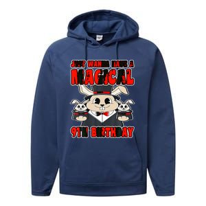 Happy 9 Birthday 9 Year Old Magical Magician 9th Birthday Performance Fleece Hoodie