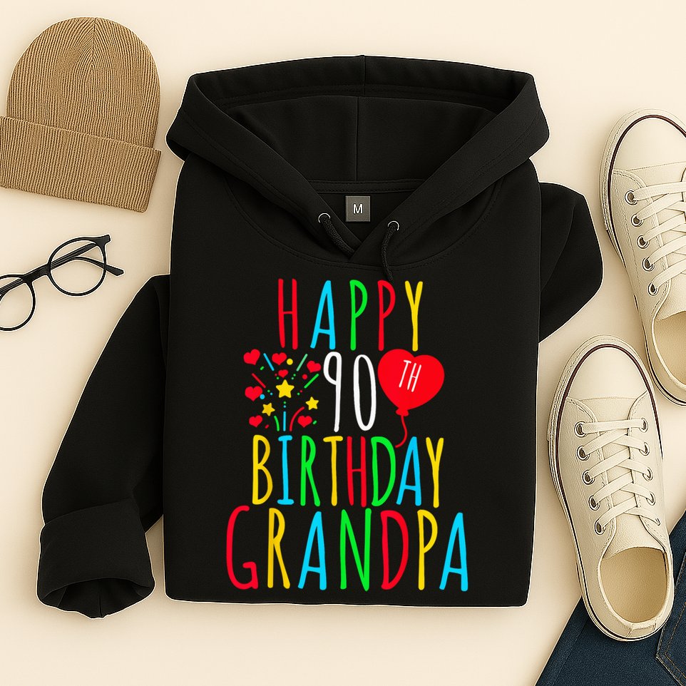 Happy 90th Birthday Grandpa Birthday 90 Years Old Grandpa Hoodie