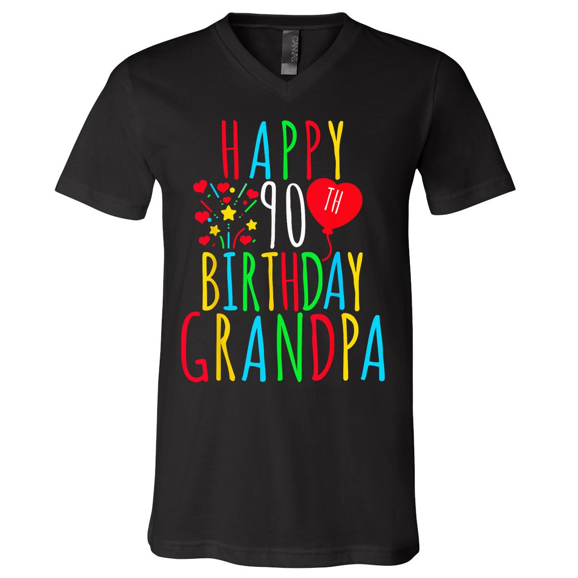 Happy 90th Birthday Grandpa Birthday 90 Years Old Grandpa V-Neck T-Shirt
