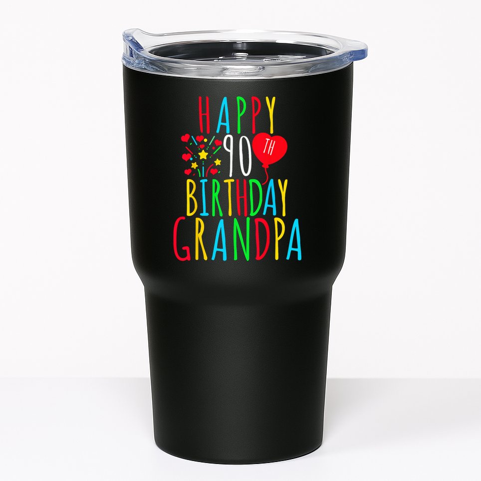 Happy 90th Birthday Grandpa Birthday 90 Years Old Grandpa Tumbler