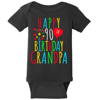 Happy 90th Birthday Grandpa Birthday 90 Years Old Grandpa Baby Bodysuit