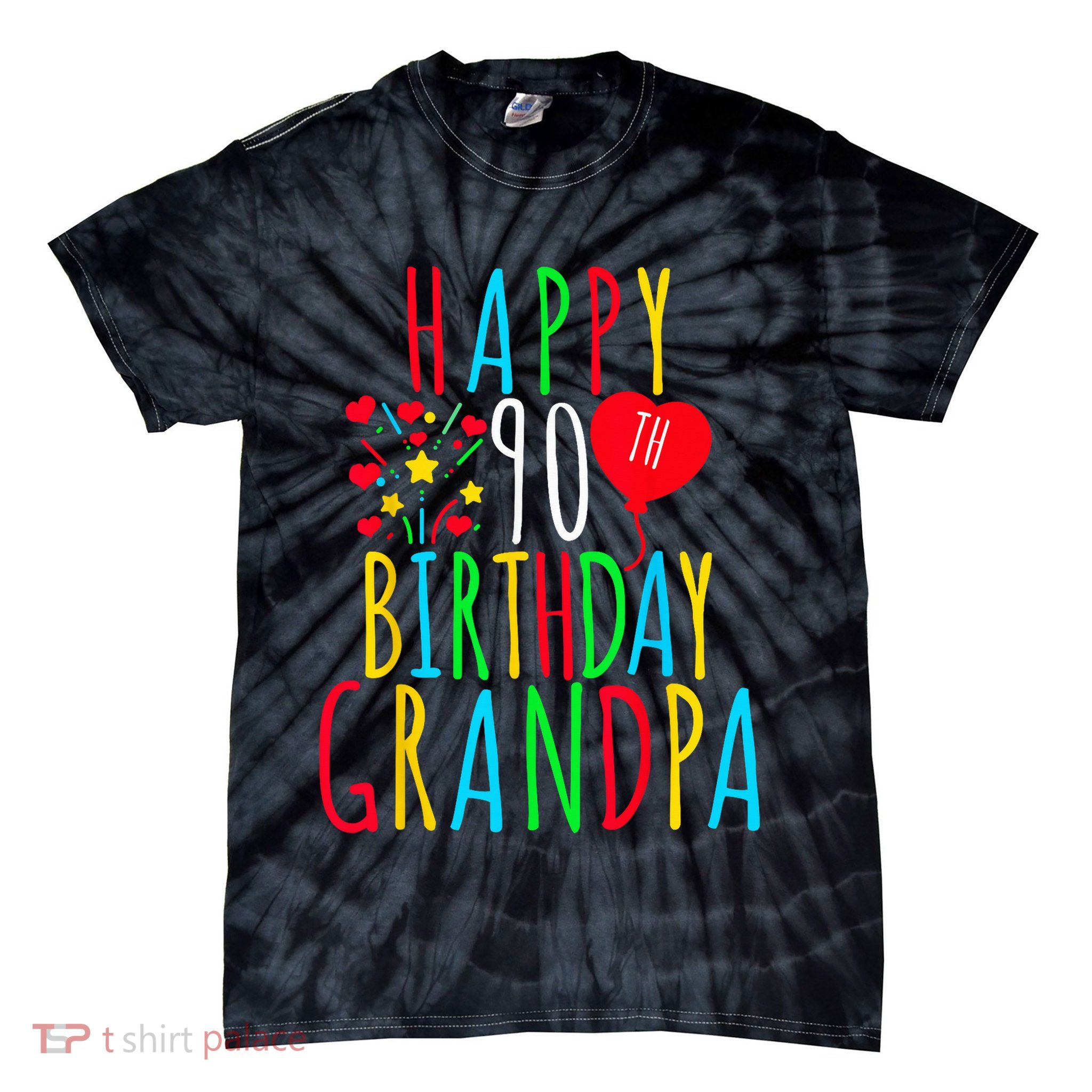 Happy 90th Birthday Grandpa Birthday 90 Years Old Grandpa Tie-Dye T-Shirt