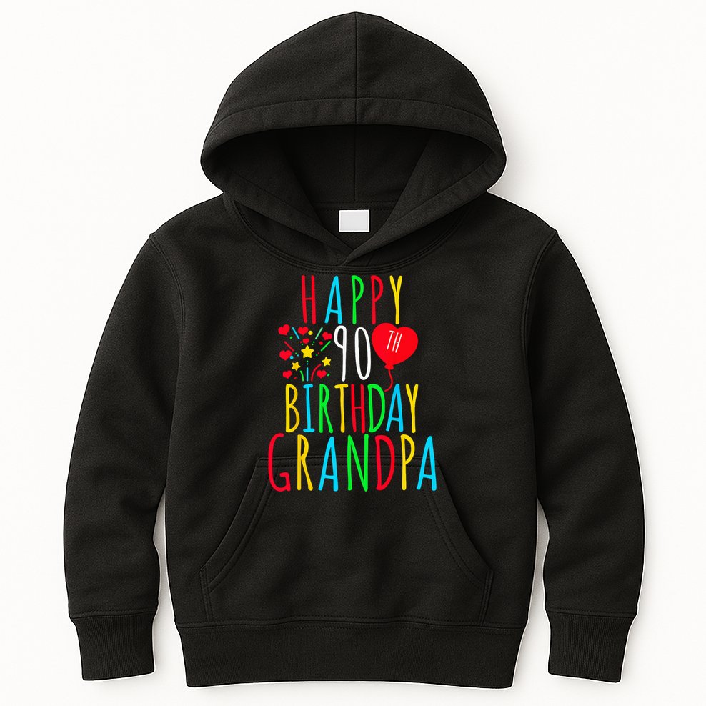 Happy 90th Birthday Grandpa Birthday 90 Years Old Grandpa Kids Hoodie