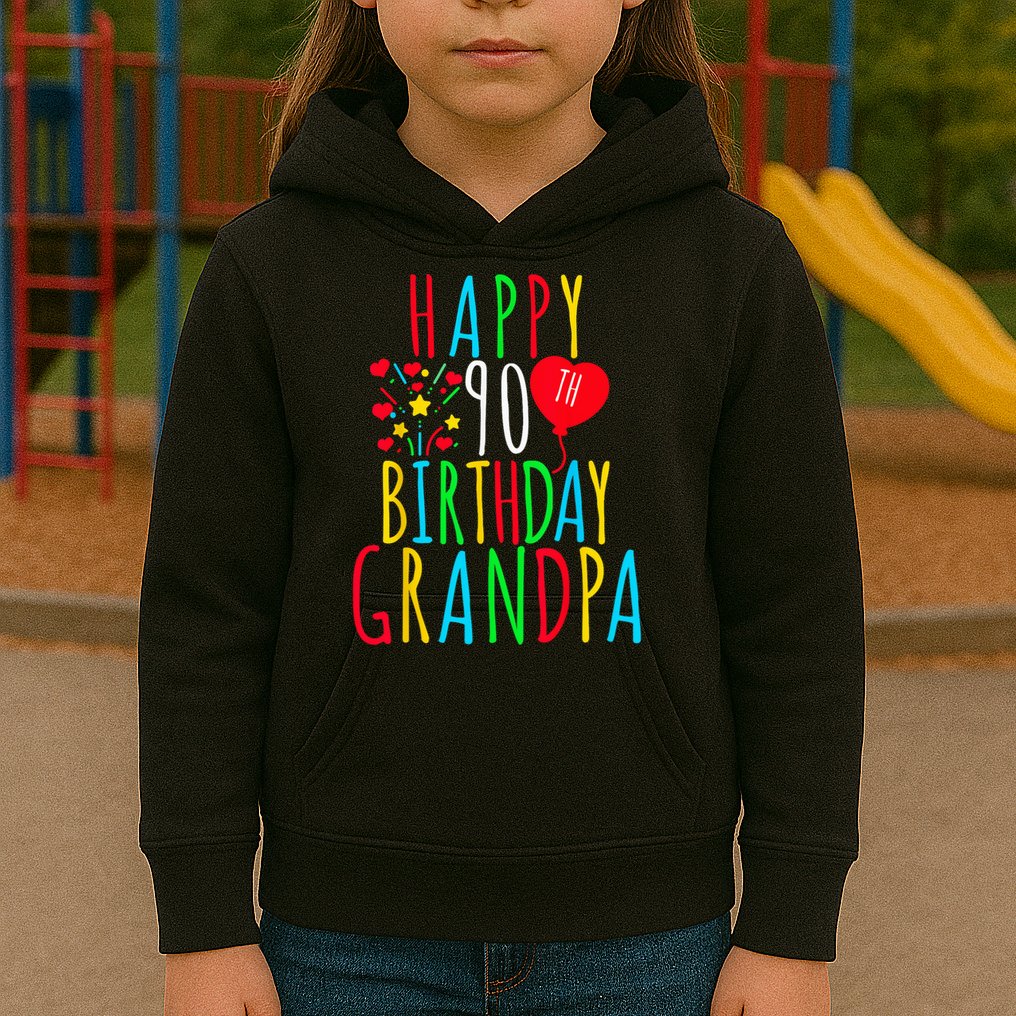 Happy 90th Birthday Grandpa Birthday 90 Years Old Grandpa Kids Hoodie