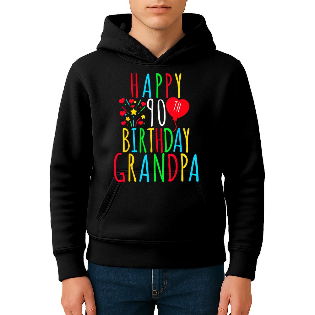 Happy 90th Birthday Grandpa Birthday 90 Years Old Grandpa Kids Hoodie