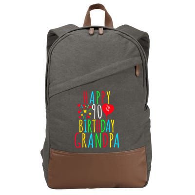 Happy 90th Birthday Grandpa Birthday 90 Years Old Grandpa Cotton Canvas Backpack