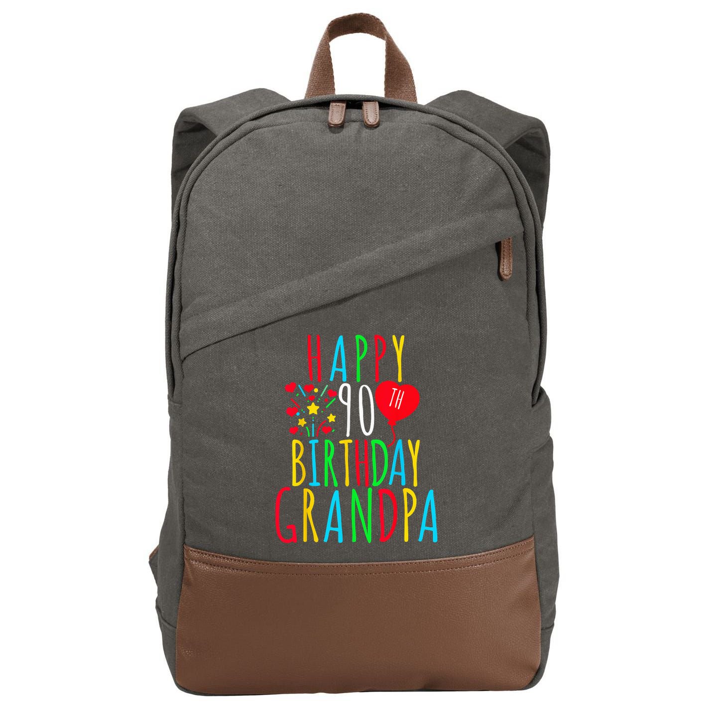Happy 90th Birthday Grandpa Birthday 90 Years Old Grandpa Cotton Canvas Backpack