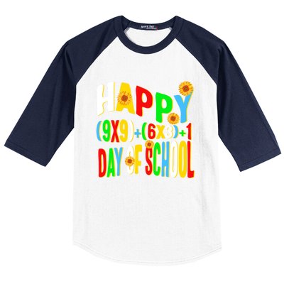 Happy (9x9)+(6x3)+1 Day Of School 100 Math Teacher Equation Great Gift Baseball Sleeve Shirt