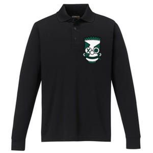 Hiphop 90s Streetwear Matching Oxidized Green 4s Performance Long Sleeve Polo