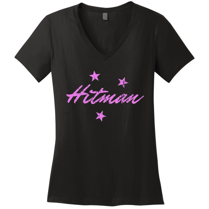 Hitman 90S Wrestling Fanatic Nostalgia Hart Vintage Graphic Women's V-Neck T-Shirt