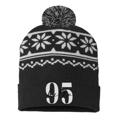 Hello 95 Years Birthday Bold Statement USA-Made Snowflake Beanie