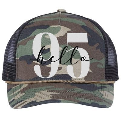 Hello 95 Years Birthday Bold Statement Retro Rope Trucker Hat Cap