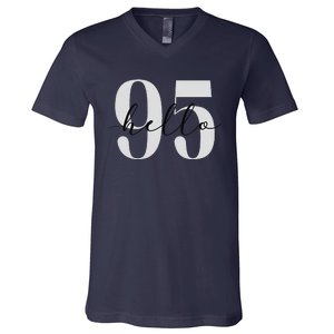 Hello 95 Years Birthday Bold Statement V-Neck T-Shirt