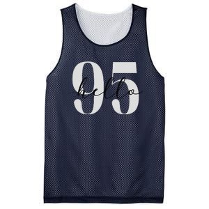 Hello 95 Years Birthday Bold Statement Mesh Reversible Basketball Jersey Tank