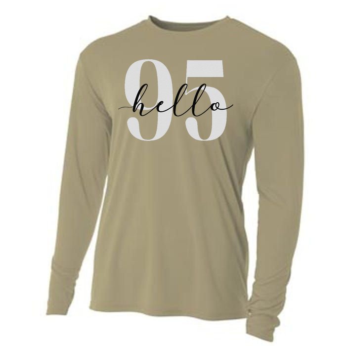 Hello 95 Years Birthday Bold Statement Cooling Performance Long Sleeve Crew