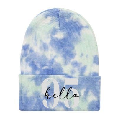 Hello 95 Years Birthday Bold Statement Tie Dye 12in Knit Beanie