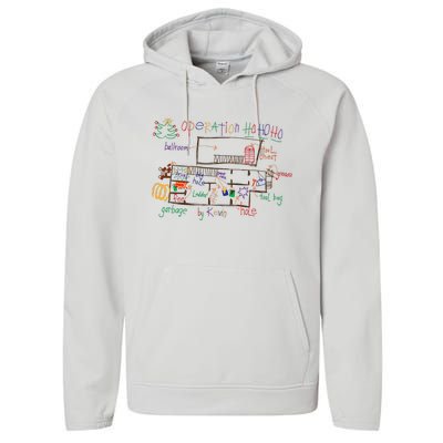 Home Alone 2 Christmas Kevin’S Drawing Operation Ho Ho Ho Performance Fleece Hoodie