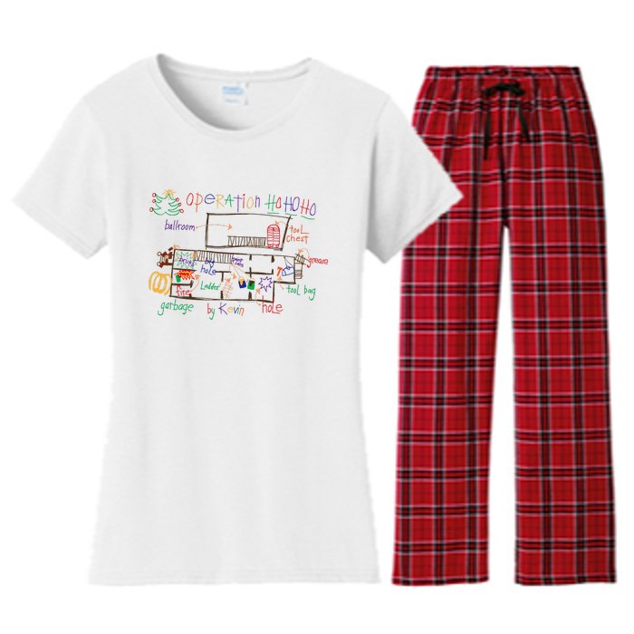 Home Alone 2 Christmas Kevin’S Drawing Operation Ho Ho Ho Women's Flannel Pajama Set