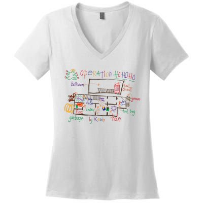 Home Alone 2 Christmas Kevin’S Drawing Operation Ho Ho Ho Women's V-Neck T-Shirt