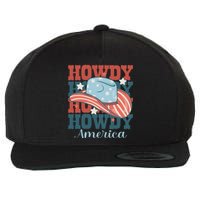 Howdy Ameria 4th Of July Cowboy Western Wool Snapback Cap