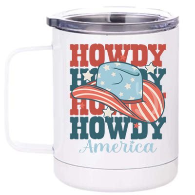 Howdy Ameria 4th Of July Cowboy Western 12 oz Stainless Steel Tumbler Cup