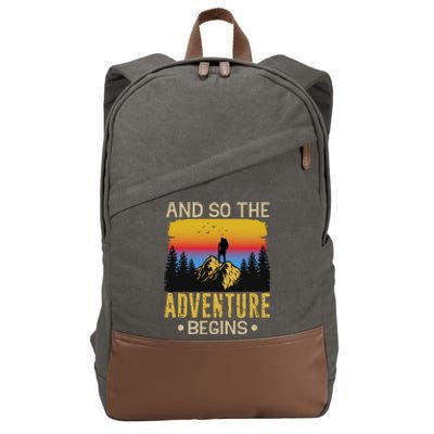 Hiking Adventures And So The Adventure Begins Cotton Canvas Backpack