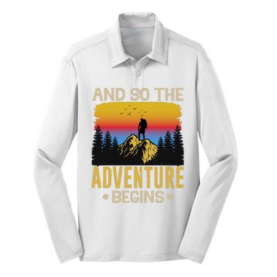 Hiking Adventures And So The Adventure Begins Silk Touch Performance Long Sleeve Polo