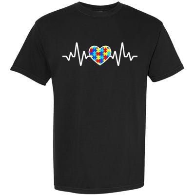 Heartbeat Autism Awareness Heart Garment-Dyed Heavyweight T-Shirt