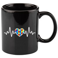 Heartbeat Autism Awareness Heart 11oz C Handle Ceramic Mug