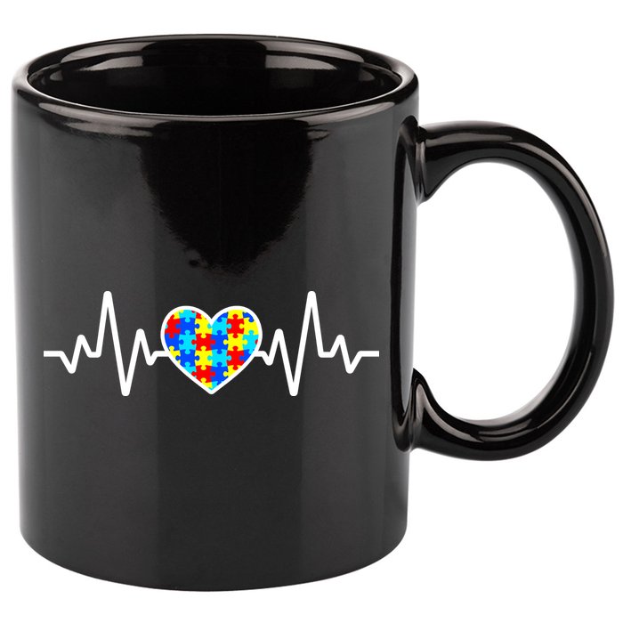 Heartbeat Autism Awareness Heart 11oz C Handle Ceramic Mug