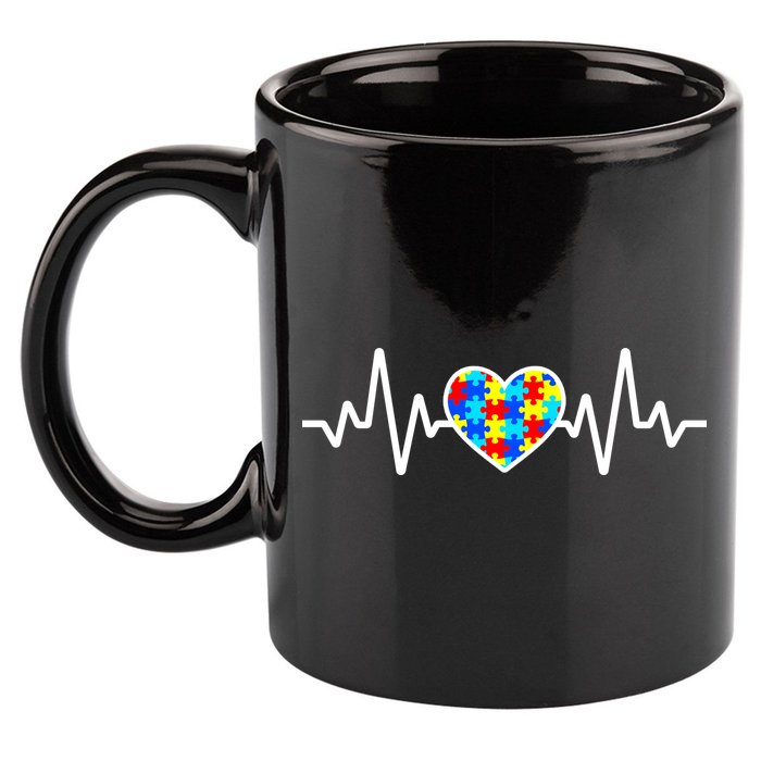 Heartbeat Autism Awareness Heart 11oz C Handle Ceramic Mug