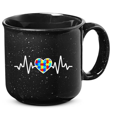 Heartbeat Autism Awareness Heart 15oz Campfire Ceramic Mug