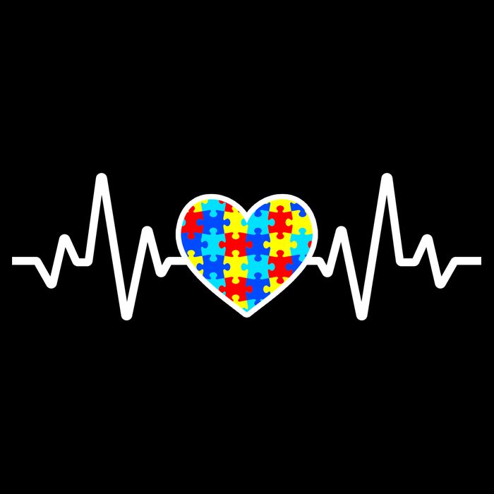 Heartbeat Autism Awareness Heart Drawstring Bag