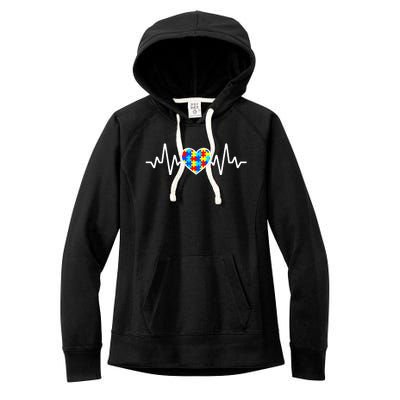 Heartbeat Autism Awareness Heart Women's Fleece Hoodie