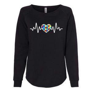 Heartbeat Autism Awareness Heart Womens California Wash Sweatshirt