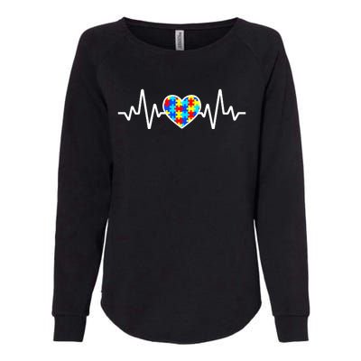 Heartbeat Autism Awareness Heart Womens California Wash Sweatshirt