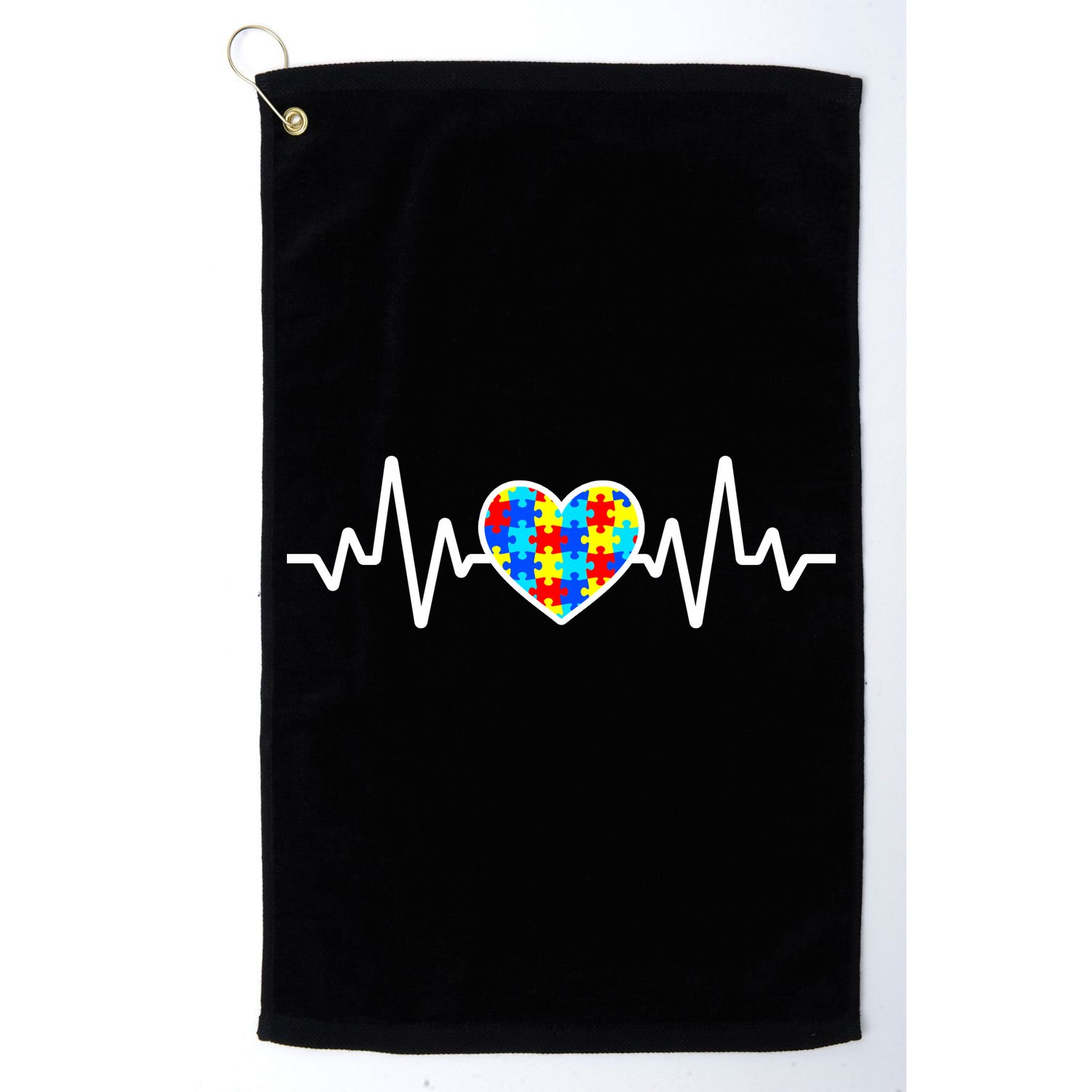 Heartbeat Autism Awareness Heart Golf Towel
