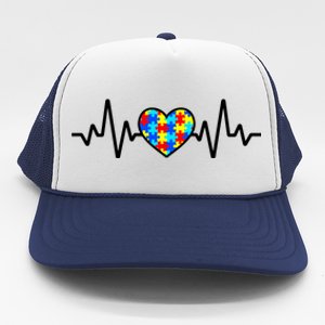 Heartbeat Autism Awareness Heart Trucker Hat