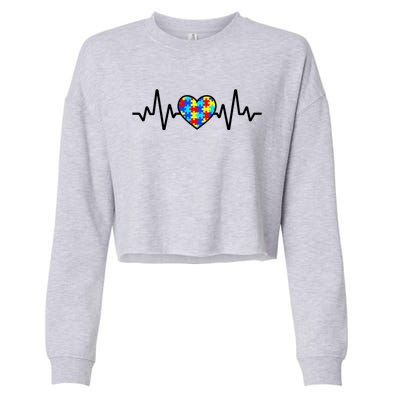 Heartbeat Autism Awareness Heart Cropped Pullover Crew