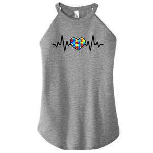 Heartbeat Autism Awareness Heart Women's Perfect Tri Rocker Tank