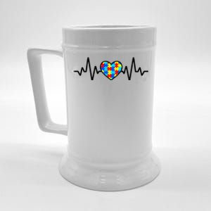 Heartbeat Autism Awareness Heart Beer Stein