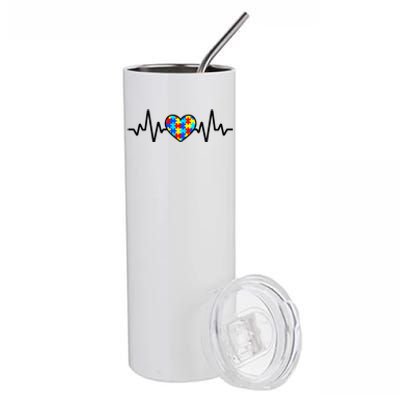 Heartbeat Autism Awareness Heart Stainless Steel Tumbler