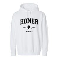 Homer Alaska Ak Vintage Established Sports Design Garment-Dyed Fleece Hoodie