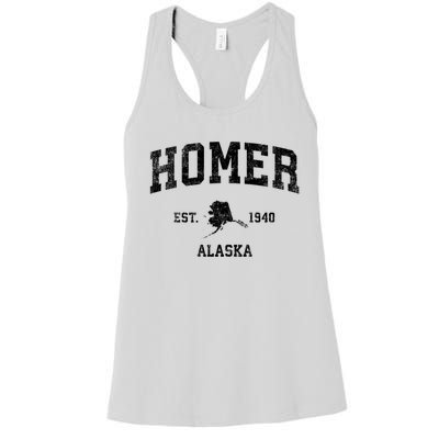 Homer Alaska Ak Vintage Established Sports Design Women's Racerback Tank