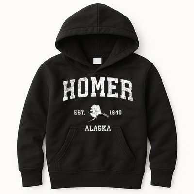 Homer Alaska Ak Vintage Sports Kids Hoodie