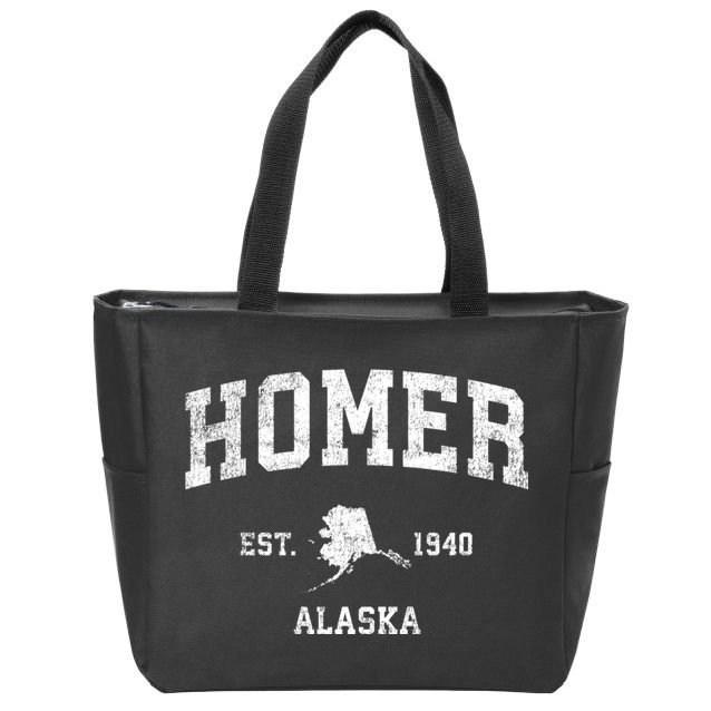 Homer Alaska Ak Vintage Sports Zip Tote Bag