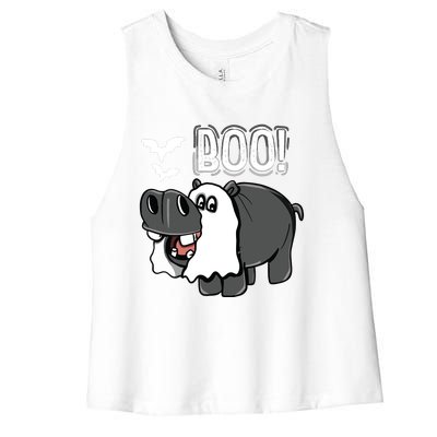 Hippo Africa Animal Hippopotamus Halloween Costume Women's Racerback Cropped Tank